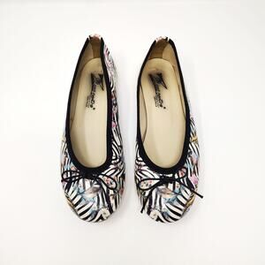 Zona Centro Womens 6 36 Shoes Flats Zebra Birds Floral Art Round Toe